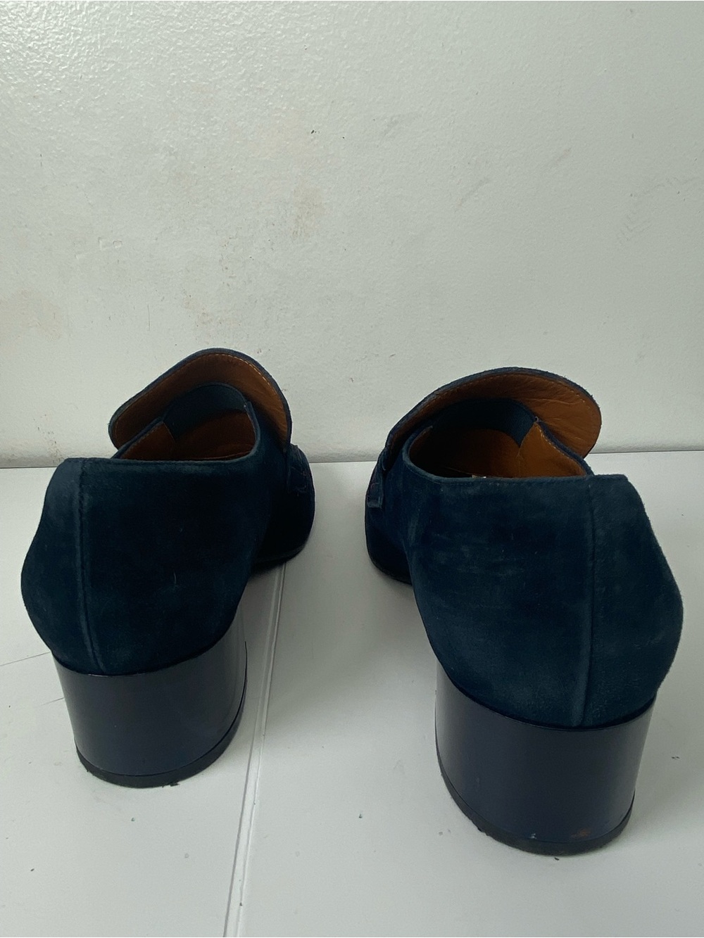 Aquatalia 7.5 Navy Suede Penny Loafers - Picture 4 of 10